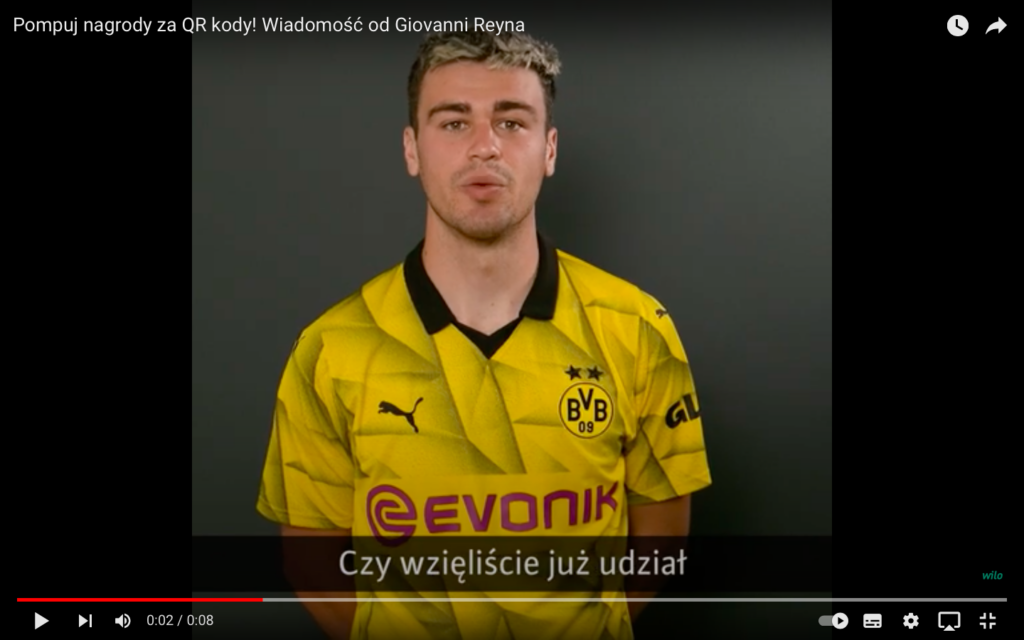 Wiadomość od zawodnika BVB – Giovanni Reyna: Pompuj nagrody za QR KODY!
